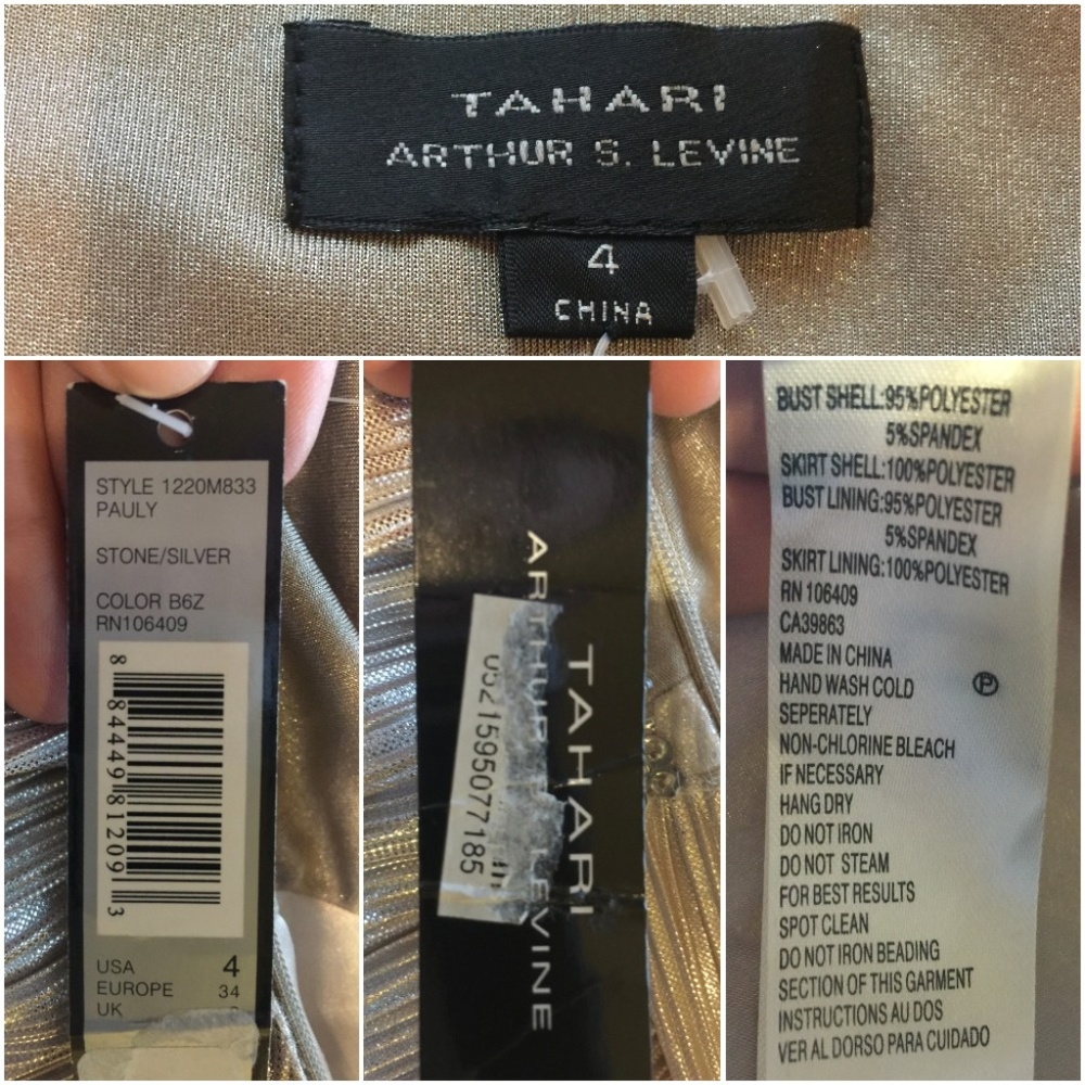 NEW Tahari Formal Dress Sz 4 Beaded Shimmer - Picture 8 of 8